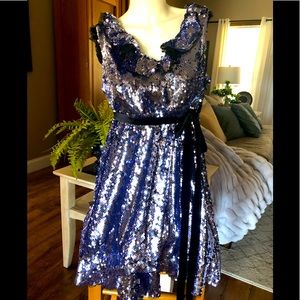 Free People Purple Sequined Cocktail Formal Dress Size Large.